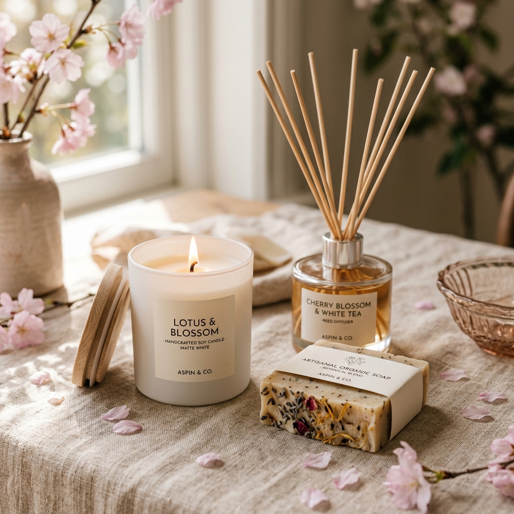 Handcrafted Soy Candle Burning
